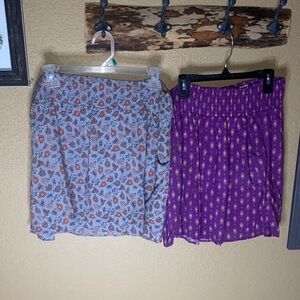 Mossimo Supply Co. Blue Floral and Purple Patterned Mini Skirts